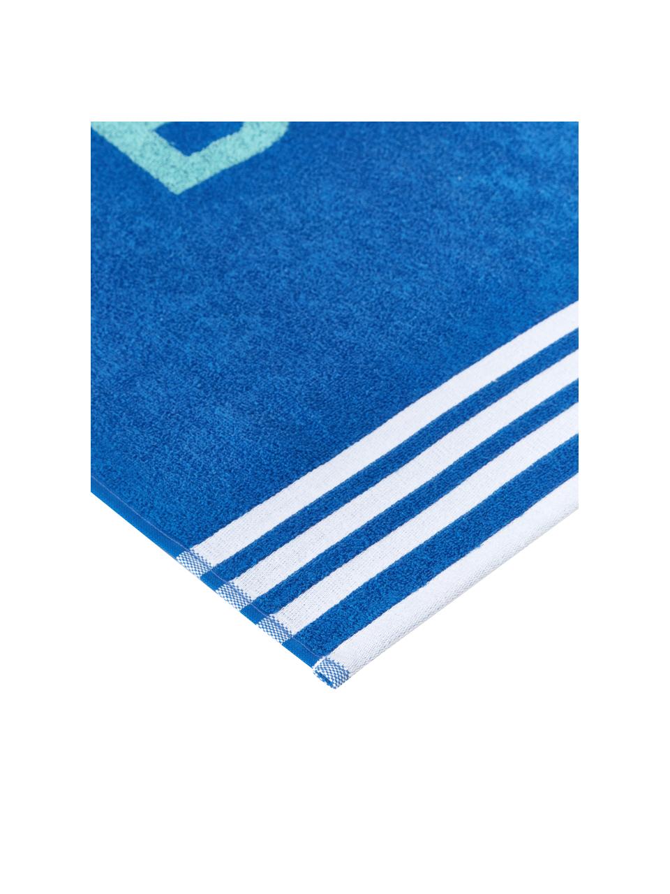 Serviette de plage bleu Cool, 100 % coton, Tons bleus, larg. 90 x long. 160 cm