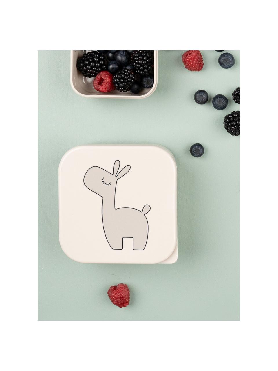 Kinderlunchbox Lalee, set van 3, Kunststof, Lichtbeige, beige, saliegroen, Set met verschillende formaten