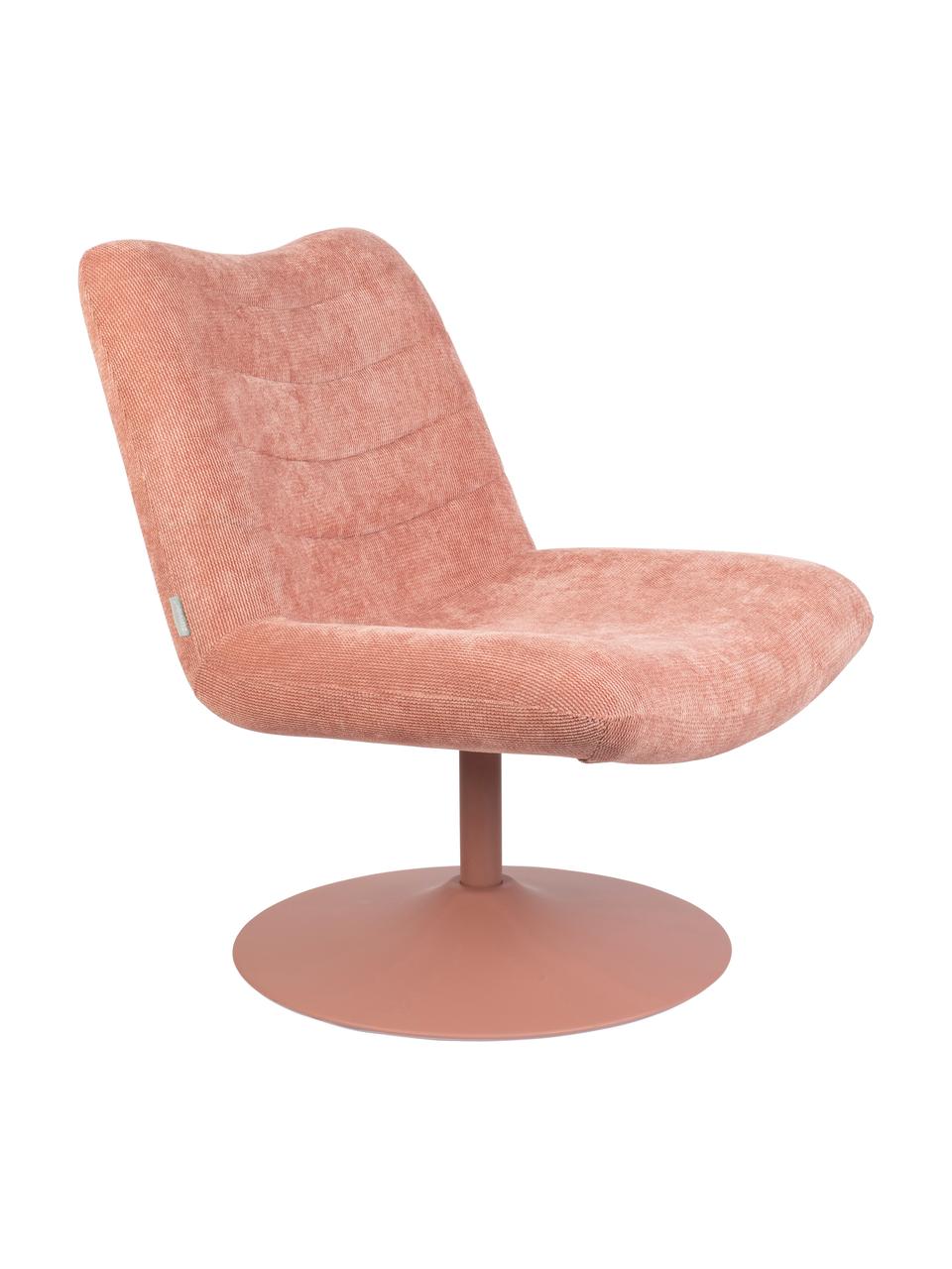 Cord-Loungesessel Bubba in Rosa, Bezug: 90% Polyester, 10% Nylon), Gestell: Eukalyptussperrholz, Rosa, B 67 x T 81 cm