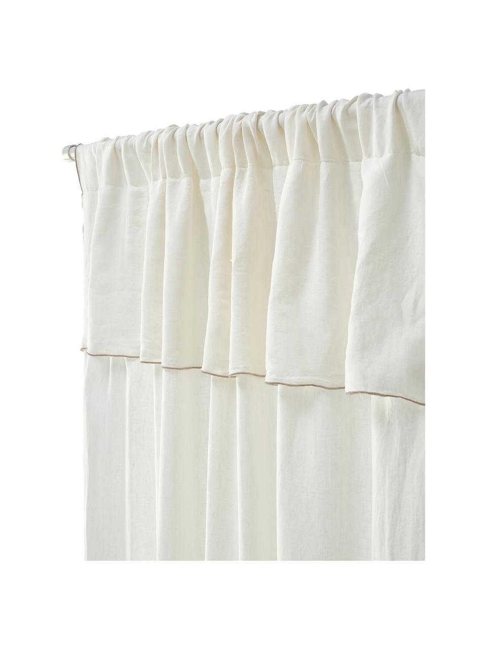 Zasłona półtransparentna z lnu Eleonara, 2 szt., 100% len, Kremowobiały, S 145 x D 260 cm