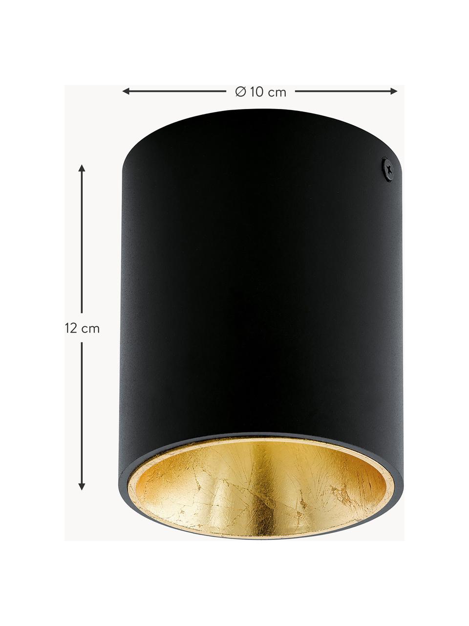 Spot plafond LED Marty, Noir, doré, Ø 10 x haut. 12 cm