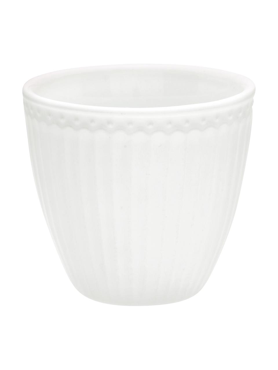 Ručně vyrobený pohárek s reliéfním vzorem Alice, 2 ks, Kamenina, Bílá, Ø 10