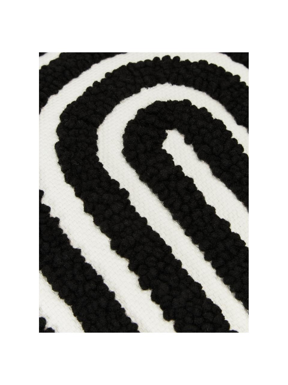 Funda de cojín bordada de algodón texturizada Vahid, Funda: 100% algodón con certific, Negro, beige, An 45 x L 45 cm
