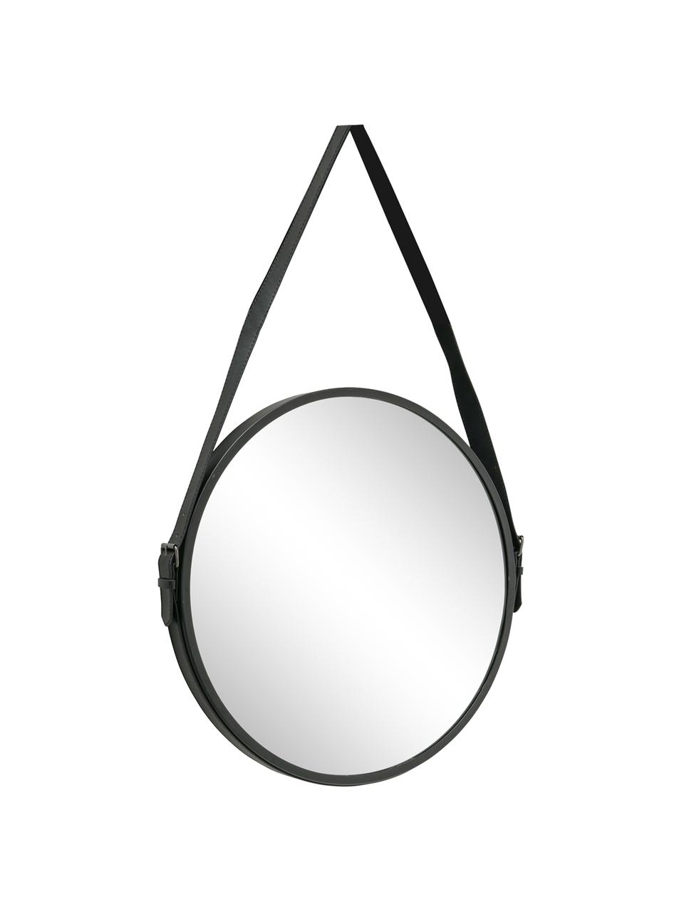 Ronde wandspiegel Paso met metalen lijst, Metaal, spiegelglas, Zwart, 48 x 73 cm