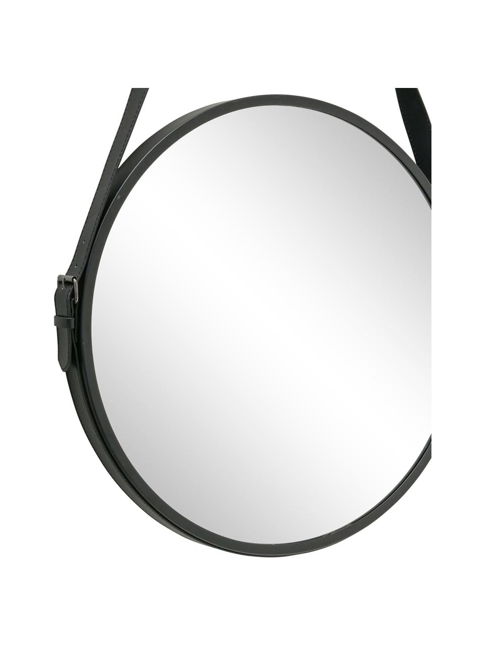 Okrągłe lustro ścienne Paso, Metal, szkło lustrzane, Czarny, S 48 x W 73 cm