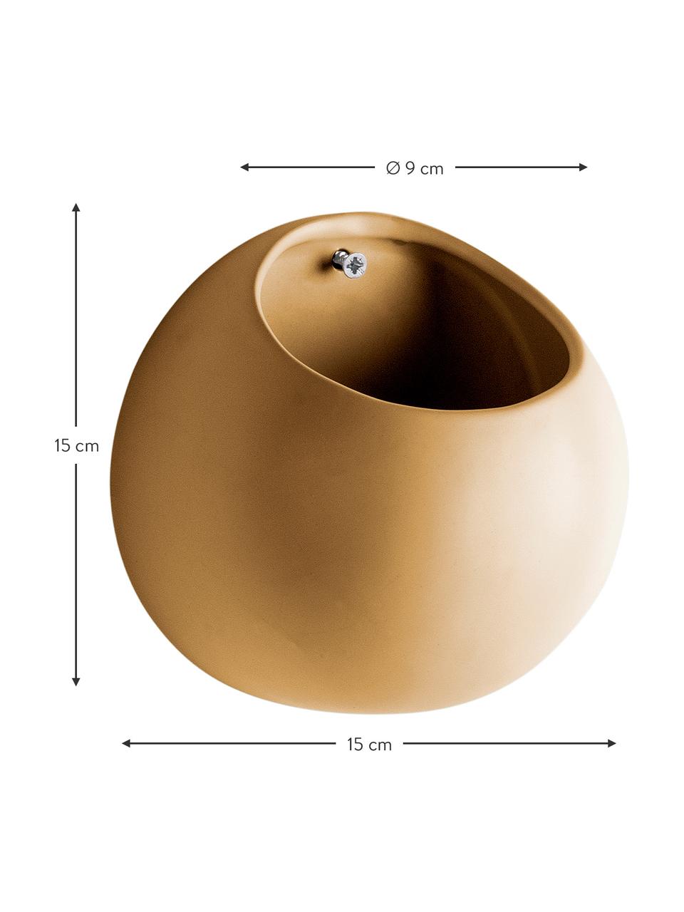 Menší nástenný obal na kvetináč z keramiky Globe, Žltá