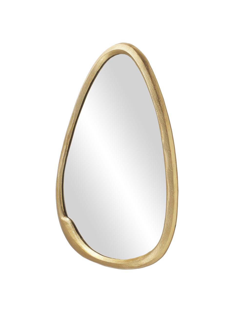 Ovale wandspiegel Nalu met goudkleurige metalen lijst, Lijst: gecoat aluminium, Goudkleurig, B 44 x H 54 cm