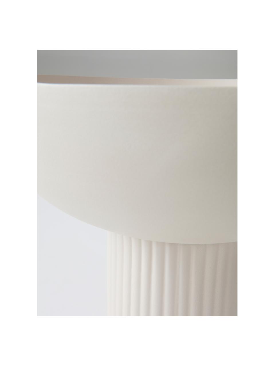 Ciotola decorativa con base plissettato Nox, Ferro verniciato a polvere, Bianco latte, Ø 26 x Alt. 22 cm