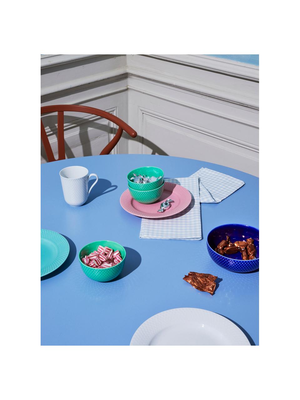 Bols à snacks en porcelaine avec motif texturé Rhombe, 4 pièces, Porcelaine, Vert, Ø 11 x haut. 7 cm