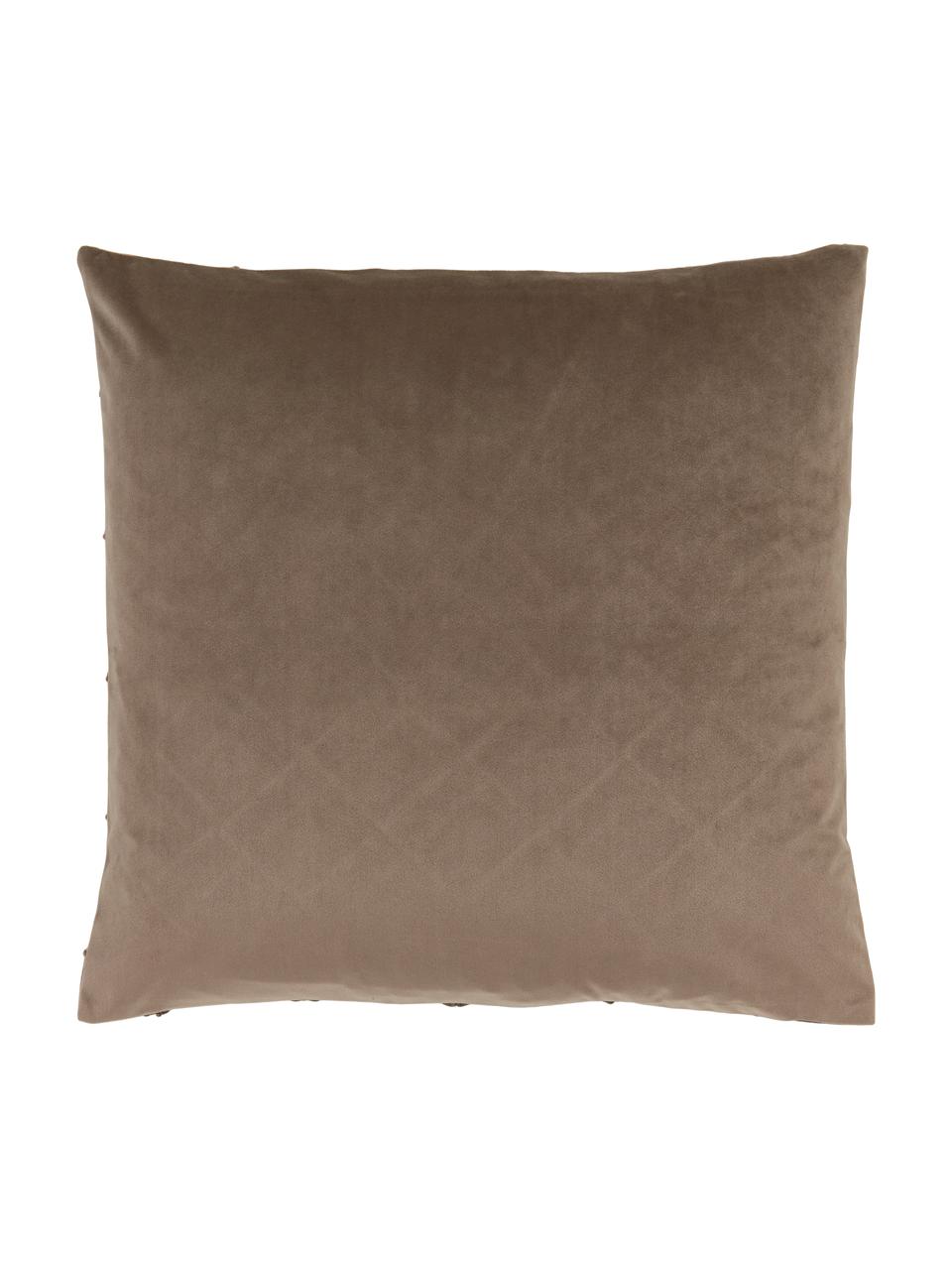 Samt-Kissenhülle Luka mit Struktur-Karomuster, Samt (100 % Polyester), Braun, B 40 x L 40 cm