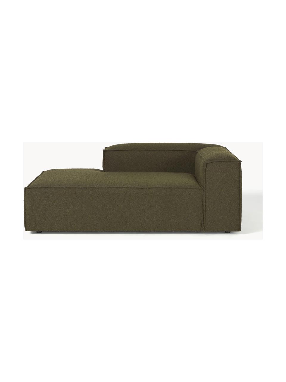 Module méridienne en bouclette Lennon, Bouclette vert olive, larg. 119 x prof. 180 cm, méridienne à droite