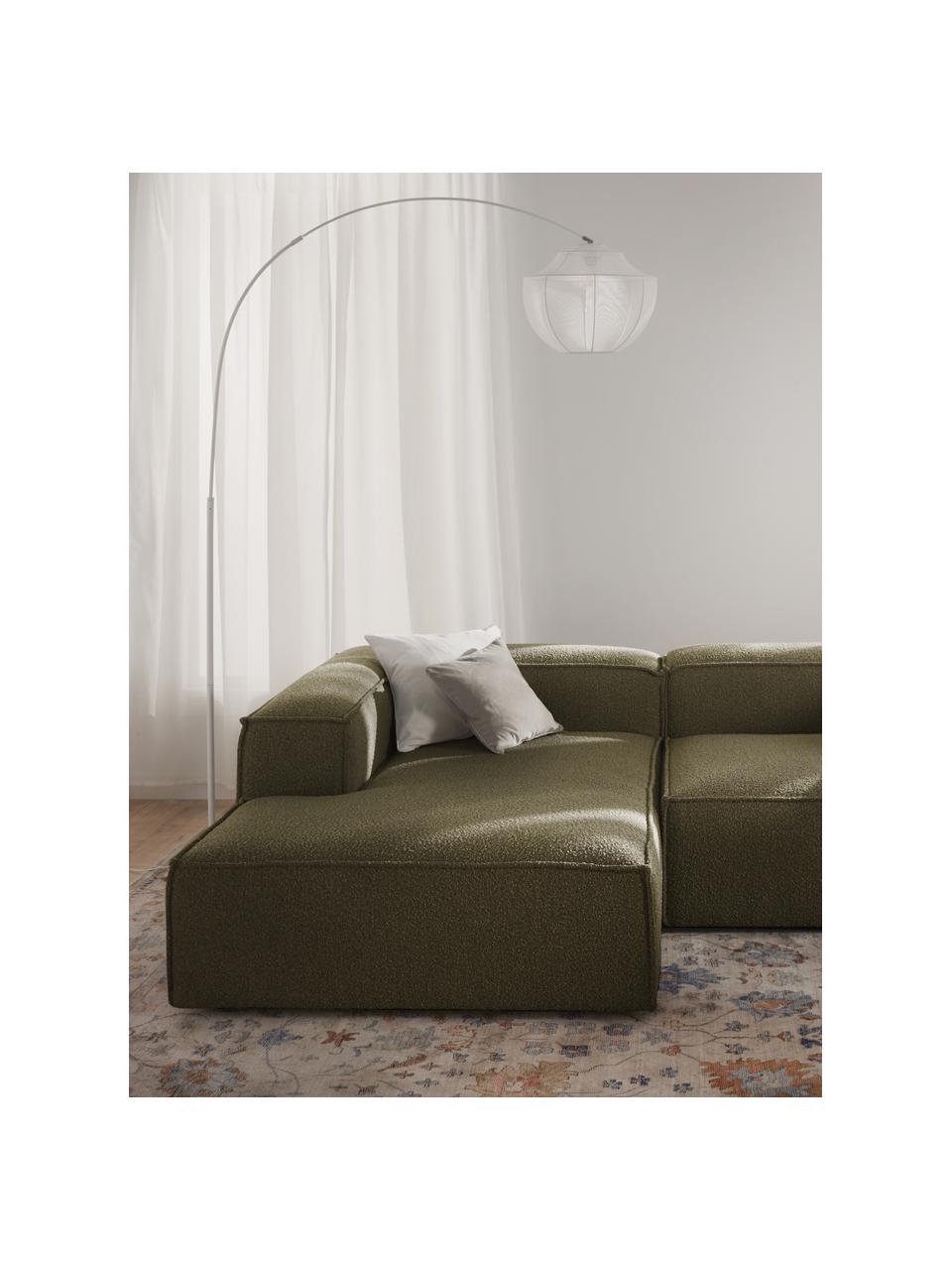 Module méridienne en bouclette Lennon, Bouclette vert olive, larg. 119 x prof. 180 cm, méridienne à droite