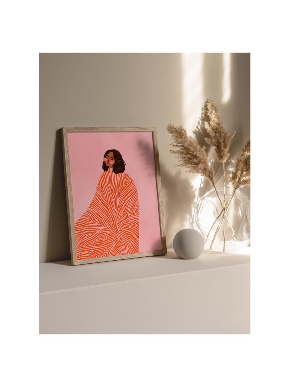 Poster The Woman With the Swirls, Papier

Dit product is gemaakt van duurzaam geproduceerd, FSC®-gecertificeerd hout., Rozetinten, koraalrood, B 30 x H 40 cm