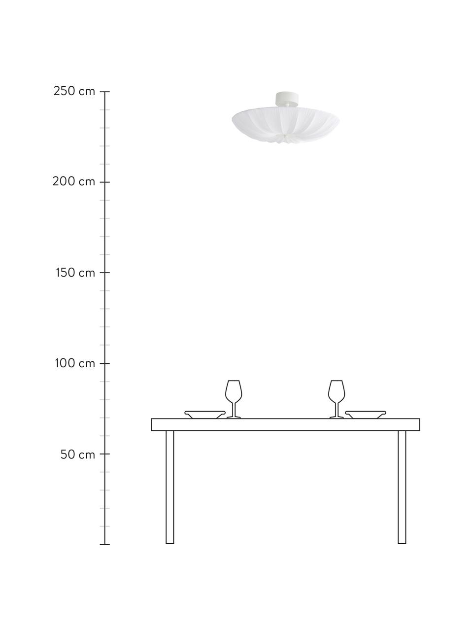 Große Skandi-Deckenleuchte Minnie in Weiß, Lampenschirm: Textil, Baldachin: Metall, beschichtet, Weiß, Ø 60 x H 25 cm
