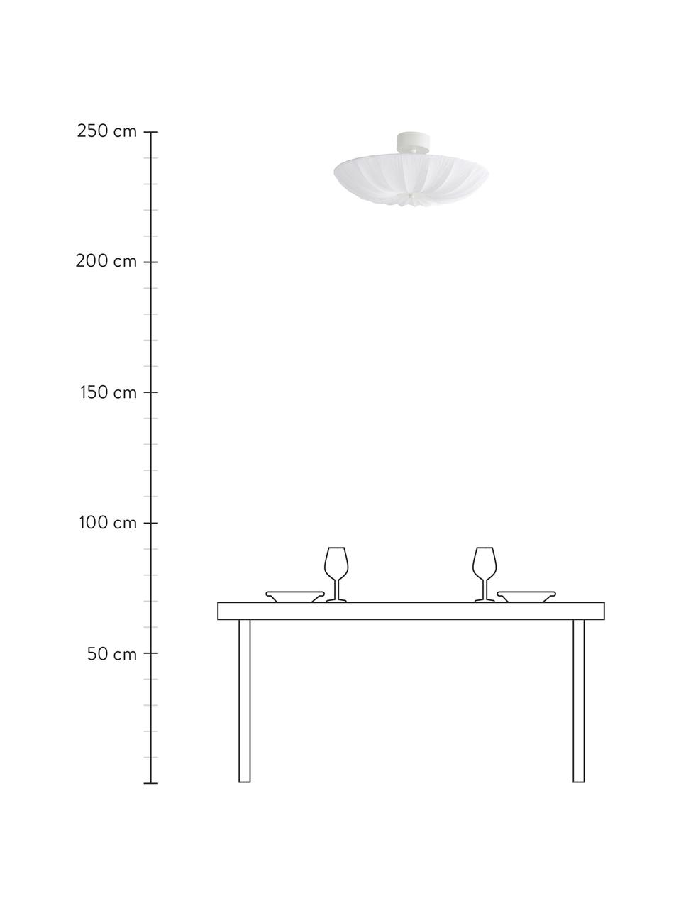 Grote Scandi plafondlamp Minnie in wit, Lampenkap: textiel, Baldakijn: gecoat metaal, Wit, Ø 60 x H 25 cm