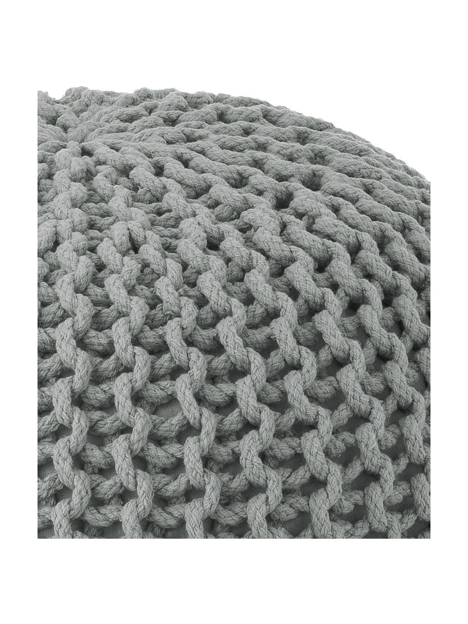 Pouf en tricot fait main Dori, Gris, Ø 55 x haut. 35 cm