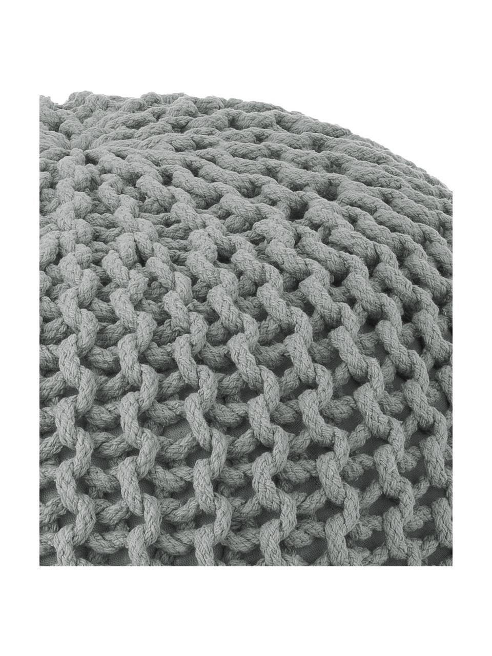 Puf de punto artesanal Dori, Tapizado: 100% algodón, Gris, Ø 55 x Al 35 cm