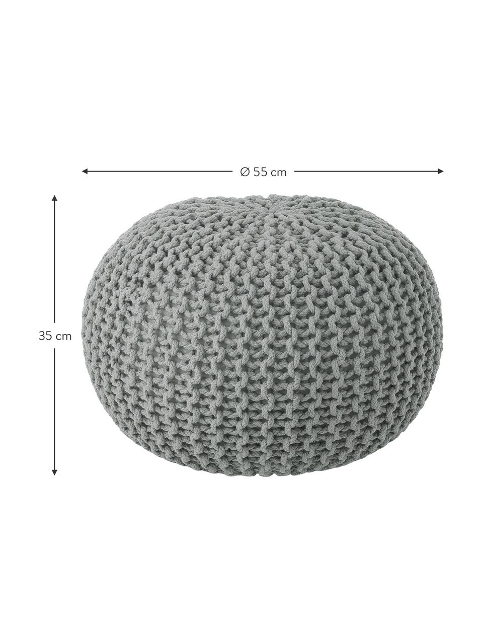 Ręcznie wykonany puf z dzianiny Dori, Tapicerka: 100% bawełna, Szary, Ø 55 x W 35 cm