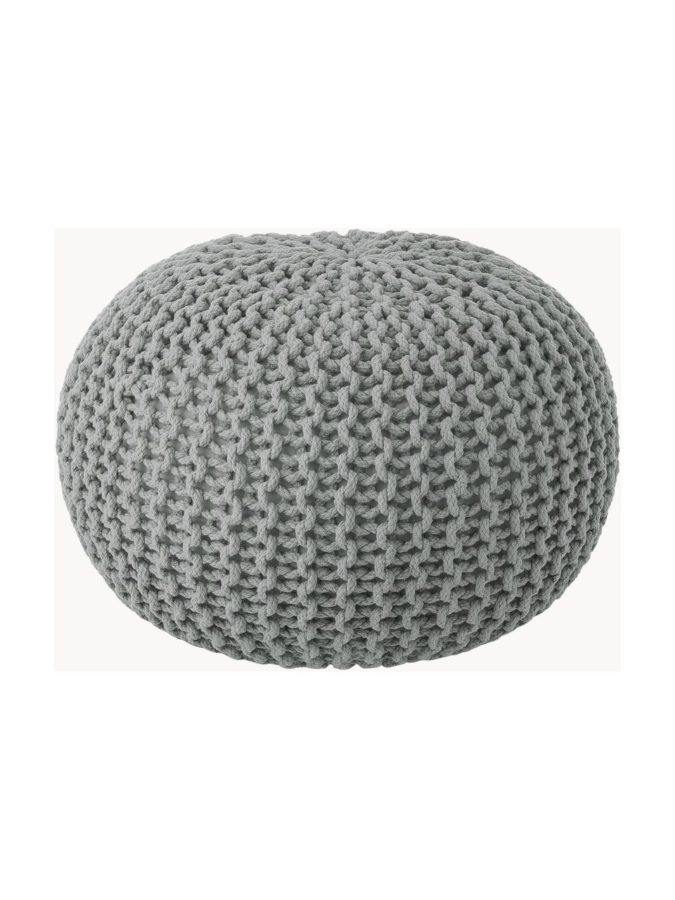 Pouf en tricot fait main Dori, Gris, Ø 55 x haut. 35 cm