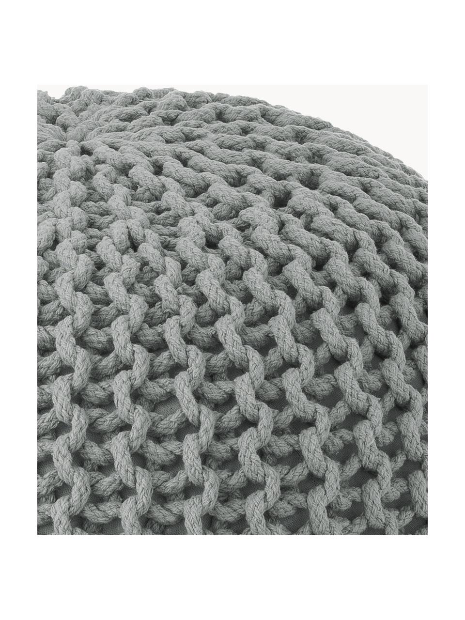 Handgefertigter Strickpouf Dori, Bezug: 100% Baumwolle, Grau, Ø 55 x H 35 cm