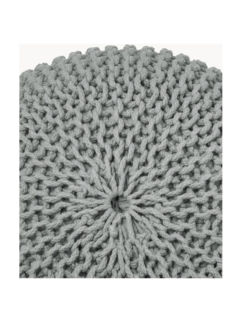 Handgefertigter Strickpouf Dori, Bezug: 100% Baumwolle, Grau, Ø 55 x H 35 cm