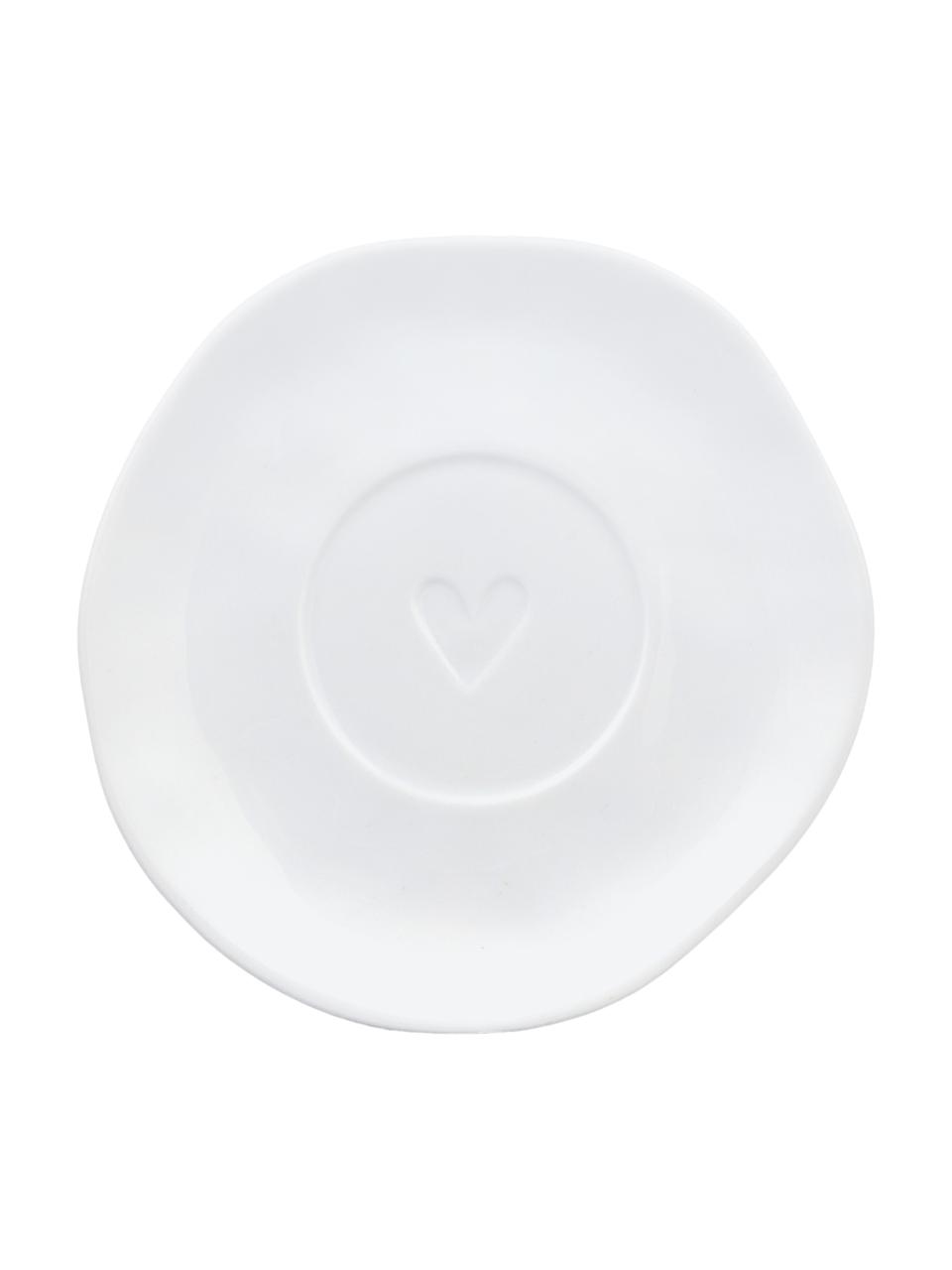 Filiżanka ze spodkiem z porcelany Heart, Porcelana glazurowana, Biały, odcienie złotego, Ø 6 x W 5 cm, 80 ml