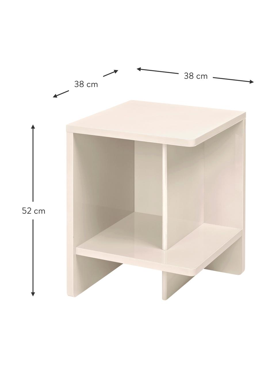 Nachttisch Tenna, Mitteldichte Holzfaserplatte (MDF), lackiert, Off White, rechts offen, B 38 x H 52 cm