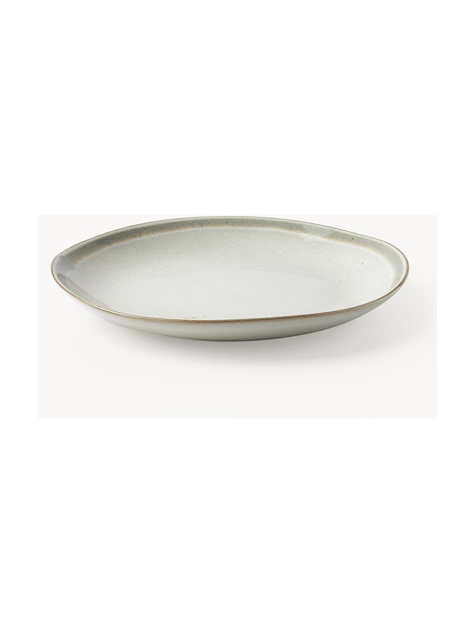 Assiettes plates en grès émaillé Cia, 4 pièces, Grès cérame, Grège, Ø 27 x haut. 3 cm