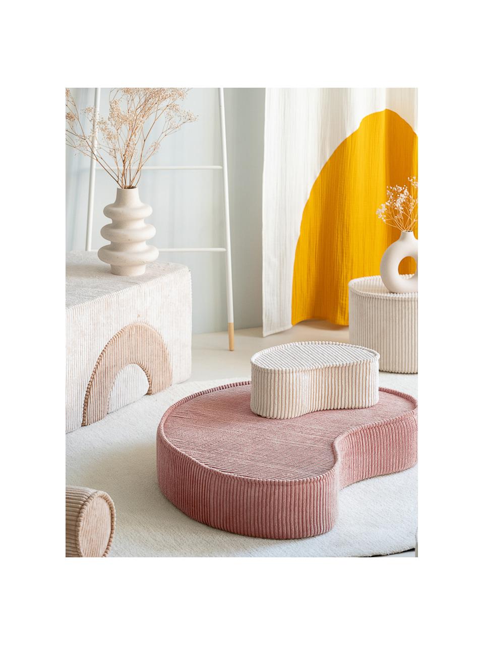 Pouf per bambini in velluto a coste Beans, Rivestimento: velluto a coste (100% pol, Velluto a coste rosa cipria, Larg. 95 x Prof. 78 cm