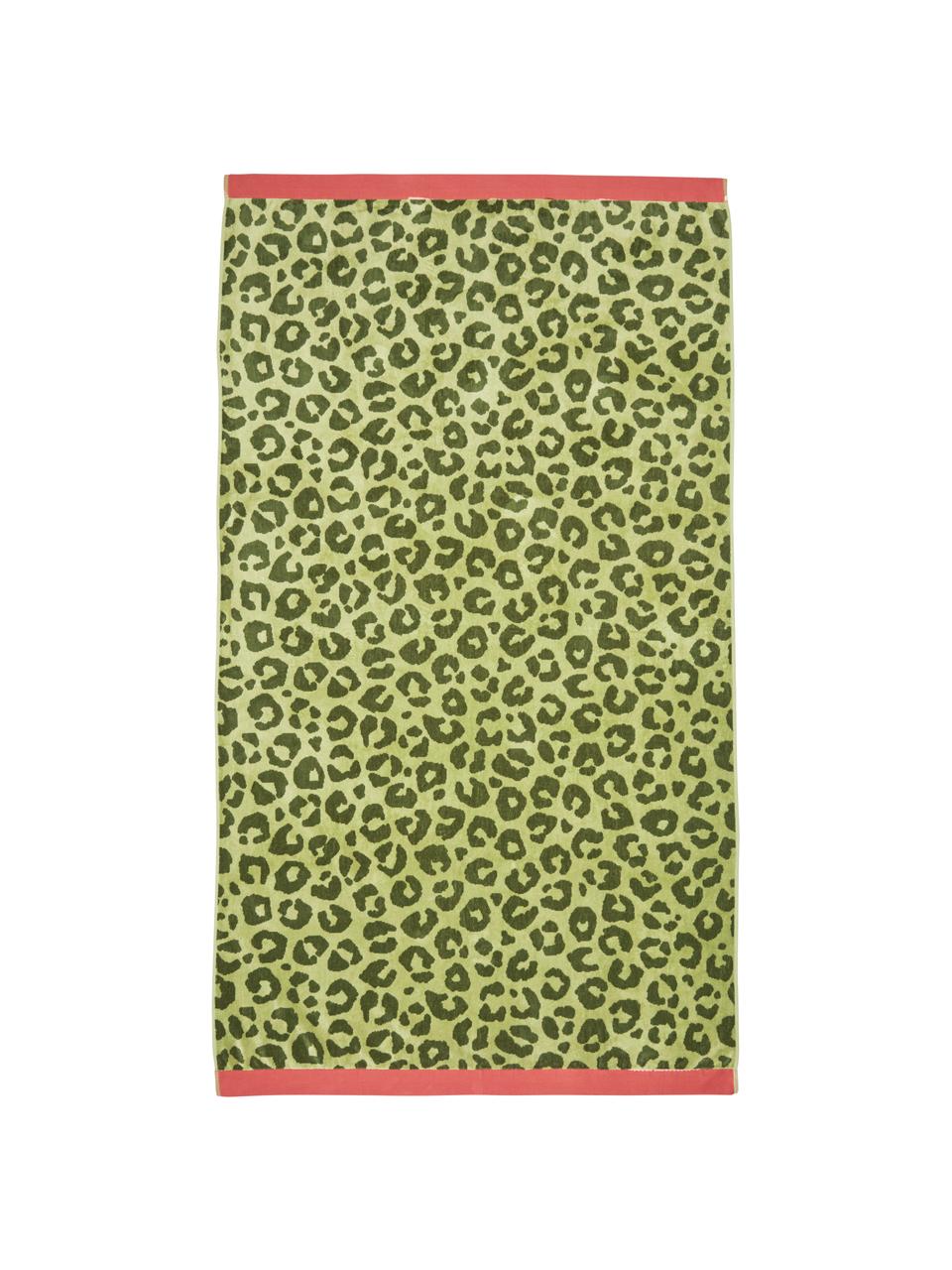 Fouta coton Wildcat, 100 % coton, Tons verts, corail, larg. 100 x long. 180 cm