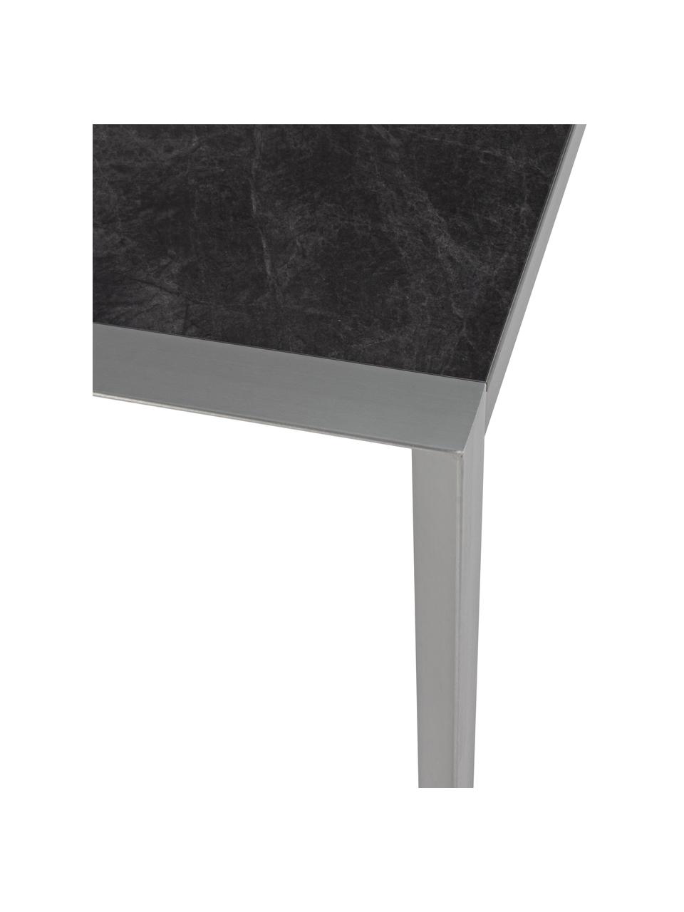 Mesa de comedor para exterior Inez, 198 x 90 cm, Estructura: aluminio satinado, Tablero: laminado de celulosa impr, Plateado, gris, An 198 x F 90 cm