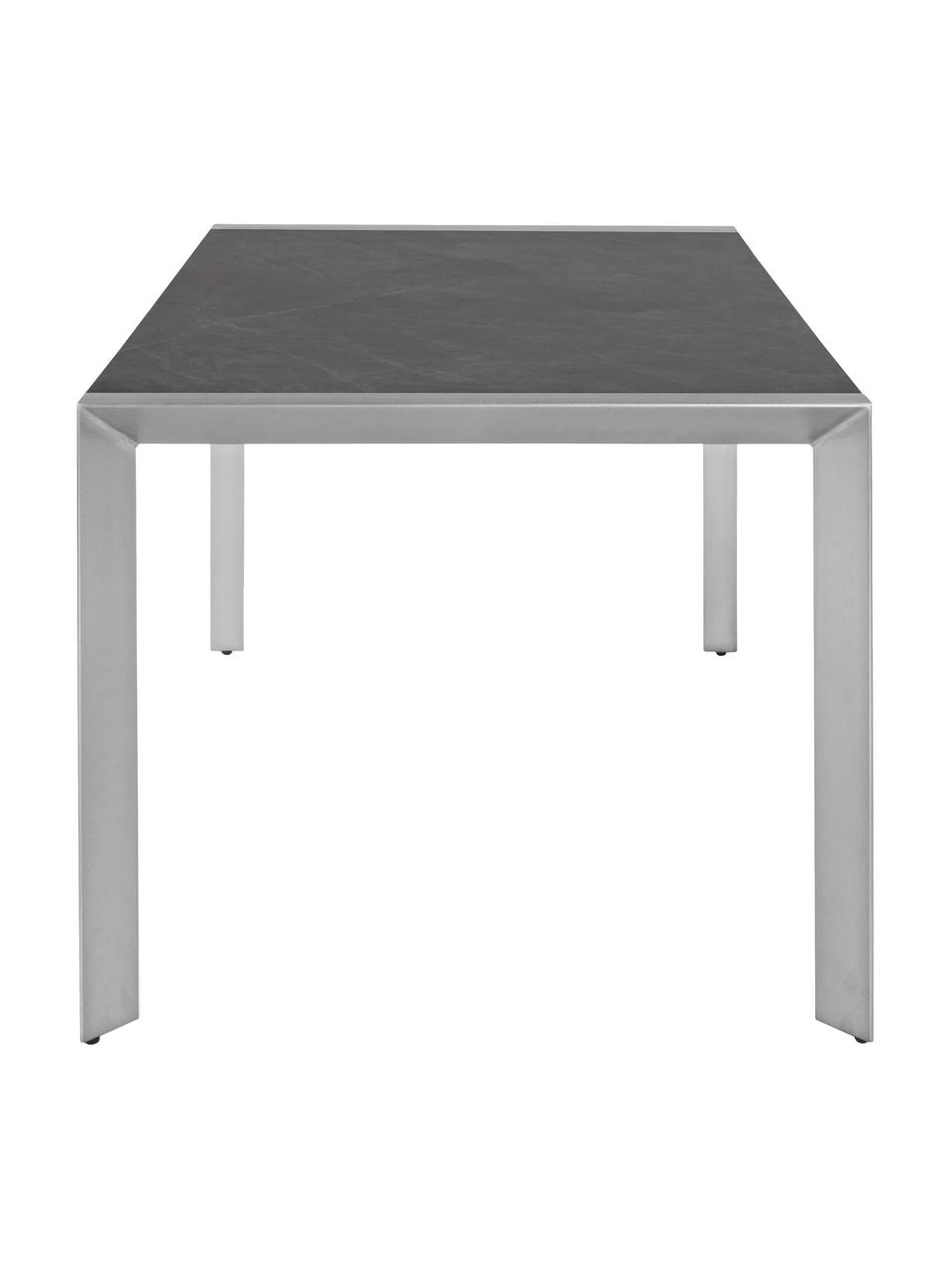 Table grise de jardin Inez, 198x90 cm, Couleur argentée, gris, larg. 198 x prof. 90 cm