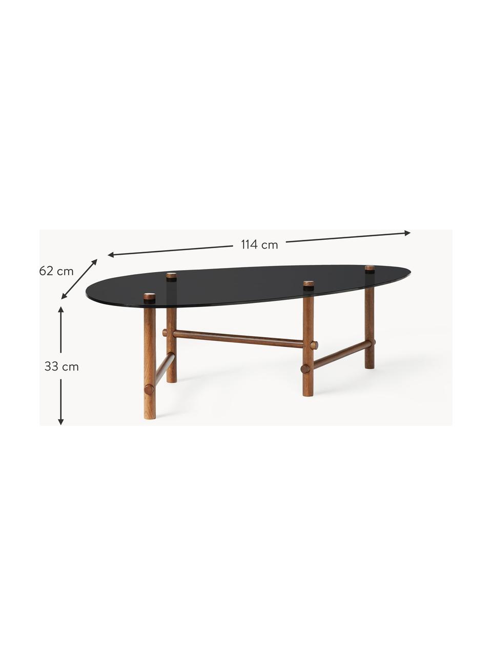 Table basse en verre de forme organique Pond, Bois de noyer foncé, larg. 114 x prof. 62 cm