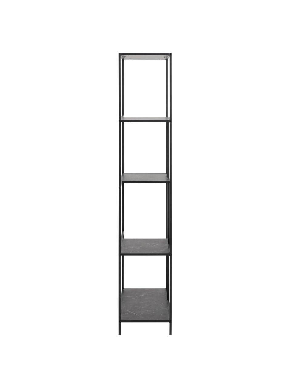 Estantería en look mármol Infinity, Estantería: tablero de fibras de dens, Estructura: metal con pintura en polv, Mármol negro, An 72 x Al 170 cm
