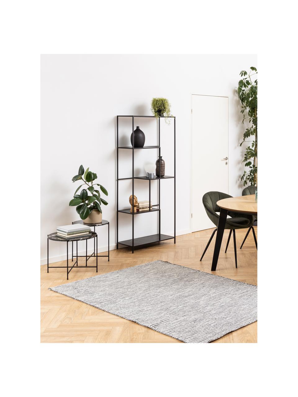 Estantería en look mármol Infinity, Estantería: tablero de fibras de dens, Estructura: metal con pintura en polv, Aspecto mármol negro, An 72 x Al 170 cm