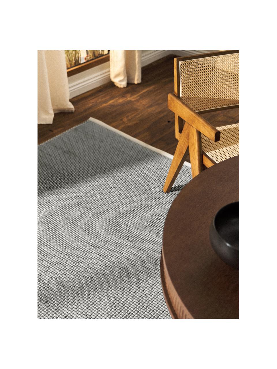 Alfombra artesanal de lana Amaro, 67% lana (certificado RWS), 33% algodón 

Las alfombras de lana se pueden aflojar durante las primeras semanas de uso, la pelusa se reduce con el uso diario., Gris, beige claro, An 80 x L 150 cm (Tamaño XS)