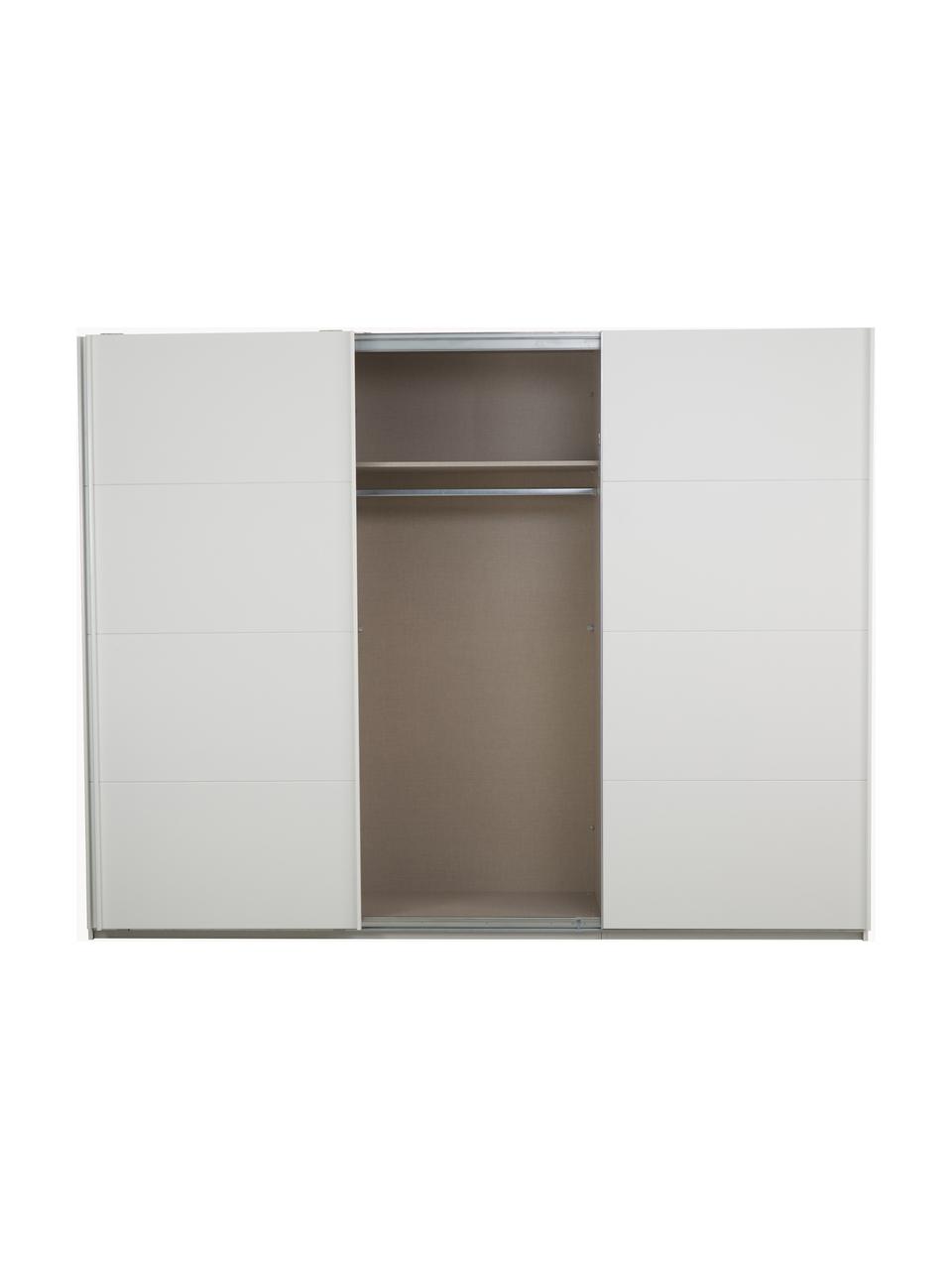 Schwebetürenschrank Mia, 3-türig, Holzwerkstoff aus heimischen Hölzern aus nachhaltiger Forstwirtschaft, beschichtet, Weiß, B 270 x H 210 cm