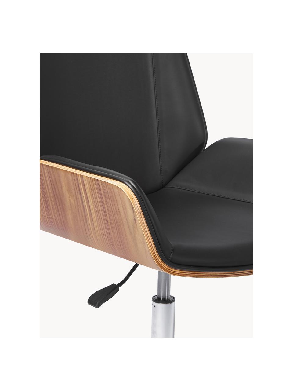 Kancelárska stolička z umelej kože Rouven, Umelá koža čierna, drevo, Š 60 x H 52 cm