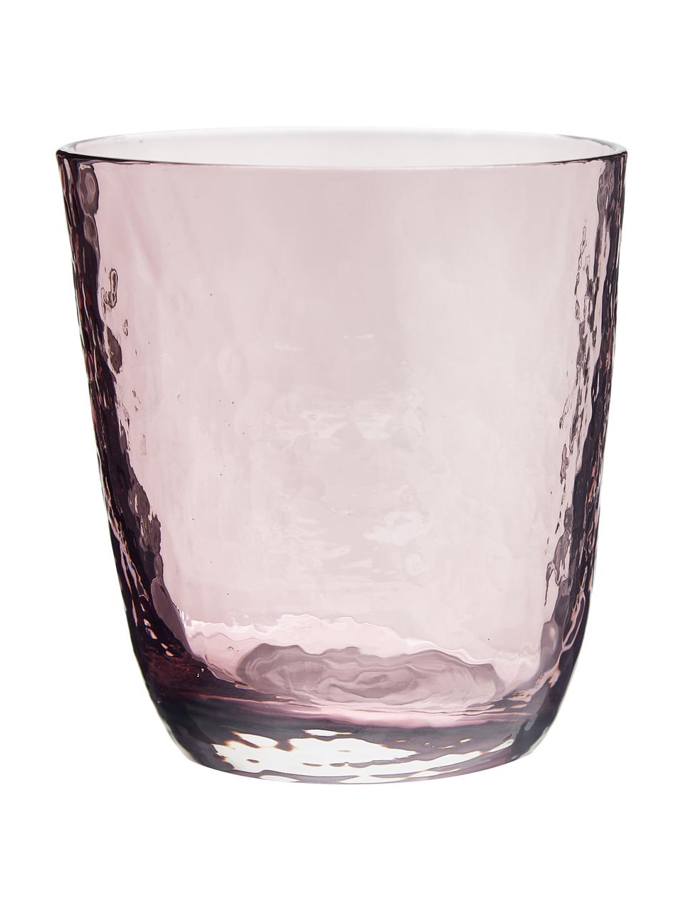 Szklanka ze szkła dmuchanego  Hammered, 4 szt., Szkło dmuchane, Lila, transparentny, Ø 9 x W 10 cm, 250 ml