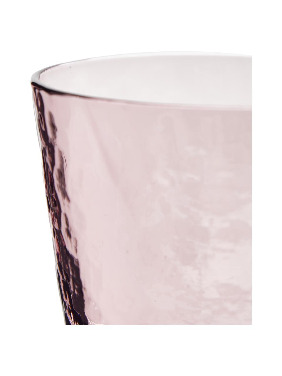 Ručne fúkané poháre na vodu Hammered, 4 ks, Fúkané sklo, Fialová, priehľadná, Ø 9 x V 10 cm, 250 ml