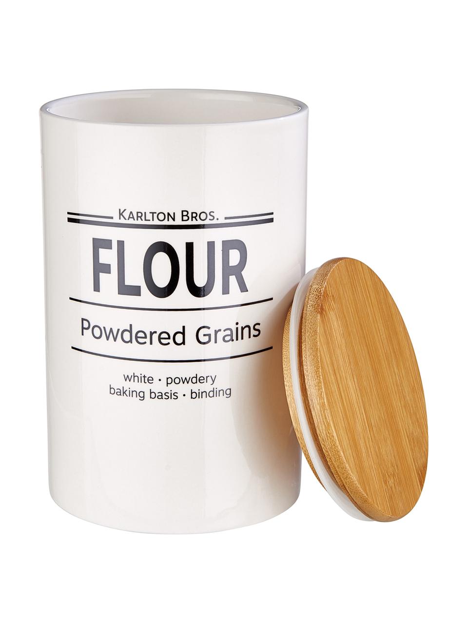 Barattolo Karlton Bros. Flour, Porcellana, Bianco, nero, marrone, Ø 11 x Alt. 18 cm, 1.1 L