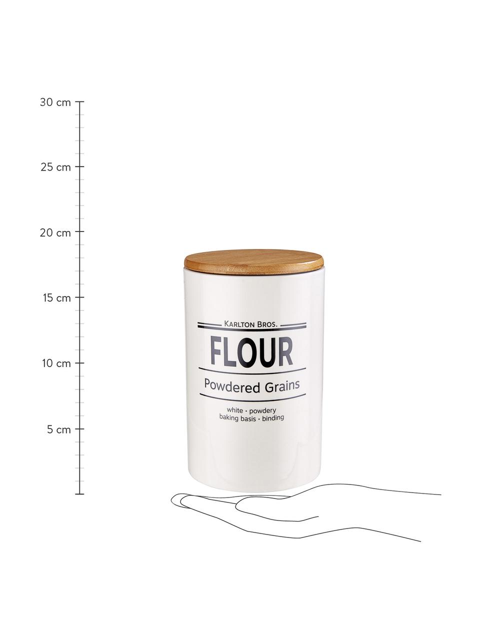 Aufbewahrungsdose Karlton Bros. Flour, Porzellan, Weiß, Schwarz, Braun, Ø 11 x H 18 cm, 1.1 L