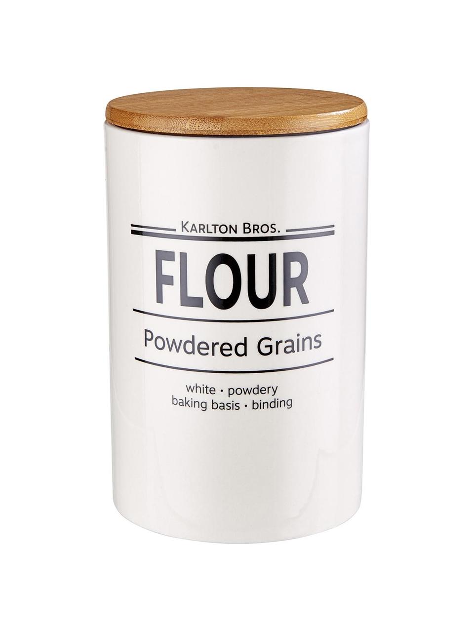 Opbergpot karlton Bros. Flour, Porselein, Wit, zwart, bruin, Ø 11 x H 18 cm, 1.1 L