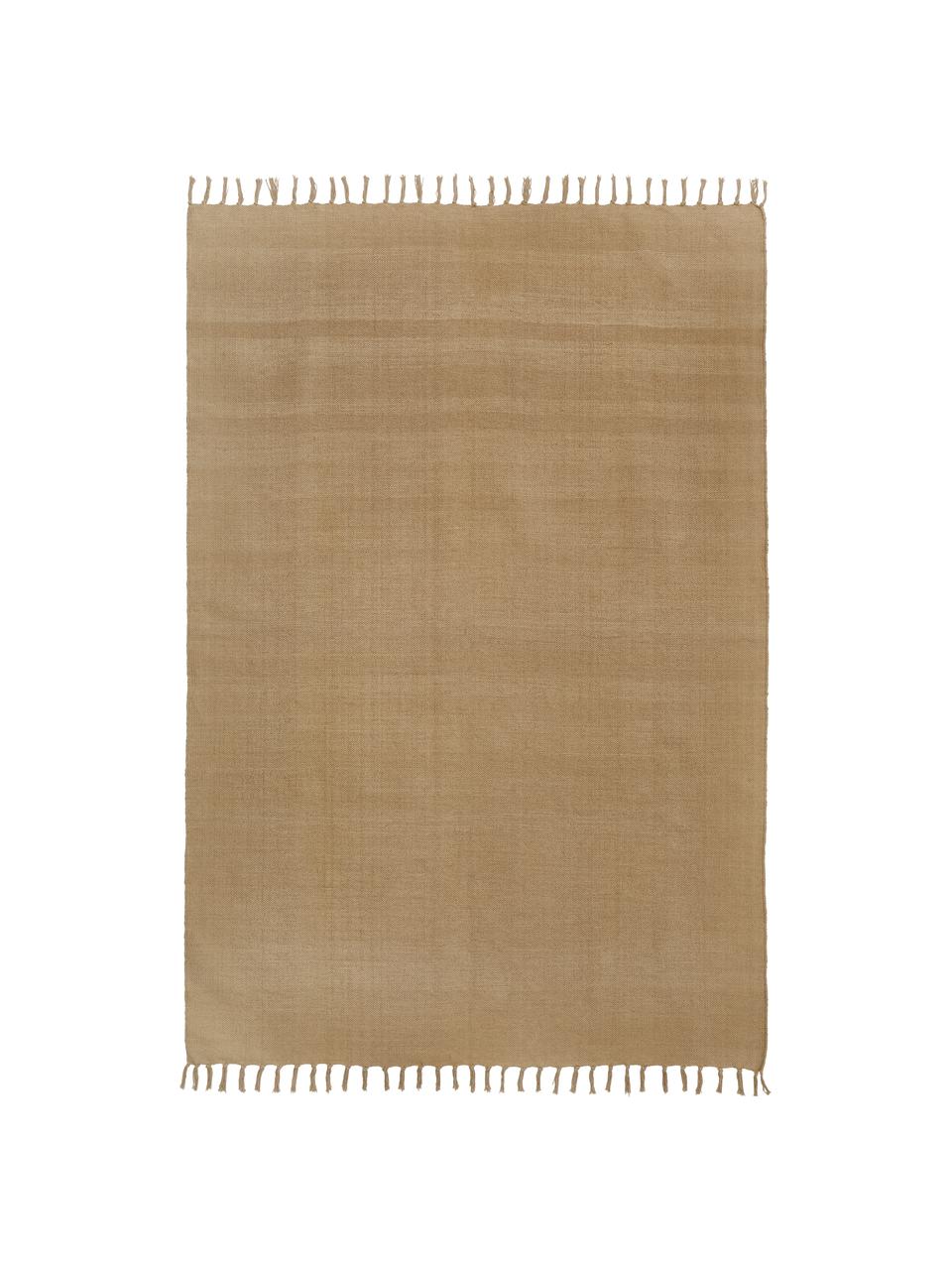 Dünner Baumwollteppich Agneta in Taupe, handgewebt, 100% Baumwolle, Beige, B 50 x L 80 cm (Größe XXS)