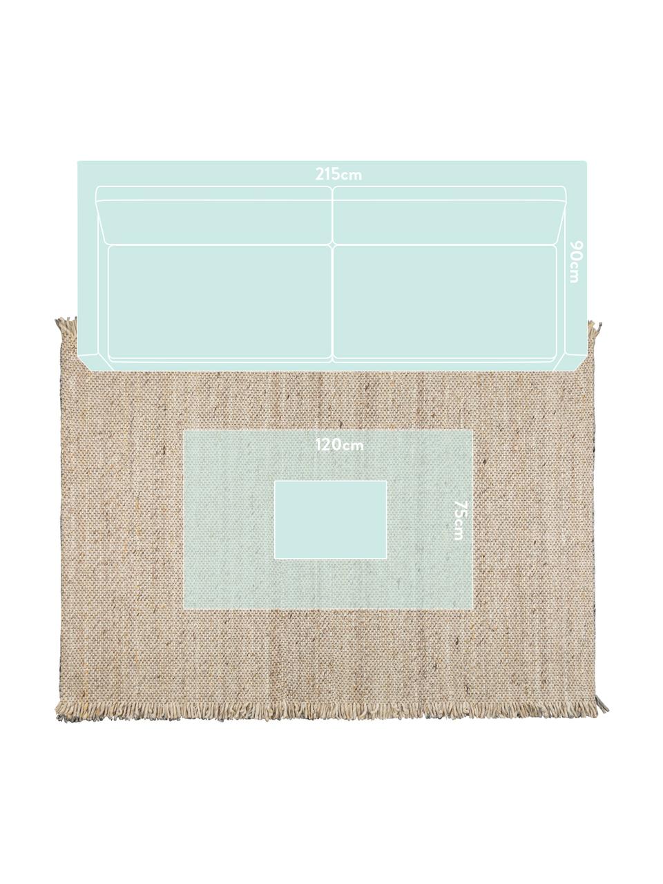 Tapis en laine beige ethnique Frills, 170x240 cm, Beige, jaune