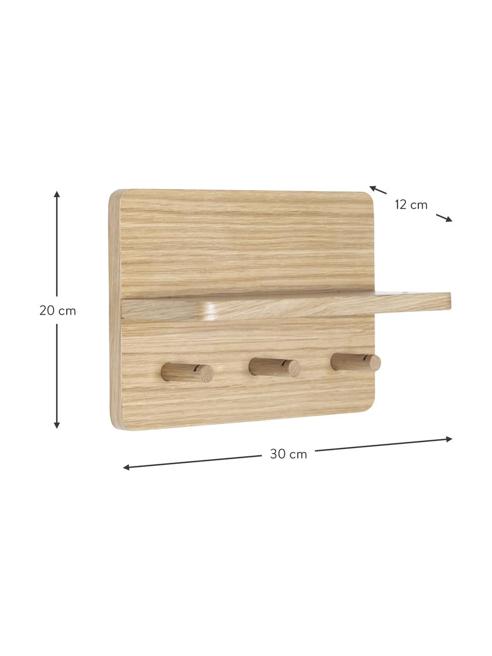 Holz-Wandgarderobe Space, Eichenholzfurnier, FSC-zertifiziert, Hellbraun, B 30 x H 20 cm