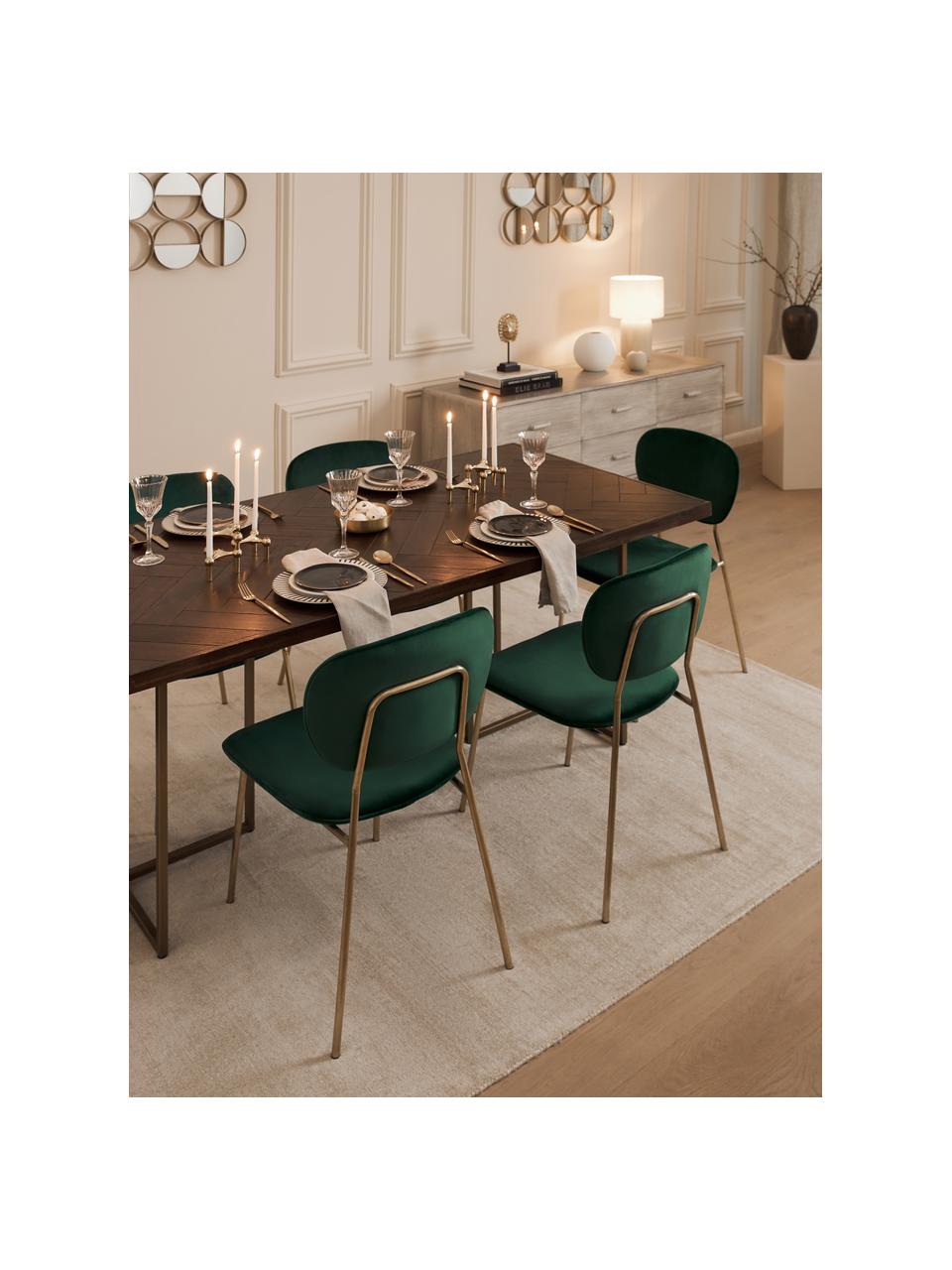 Eettafel Class met visgraatpatroon, verschillende formaten, Tafelblad: MDF met acaciahoutfineer, Poten: gepoedercoat metaal, Hout, B 180 x D 90 cm