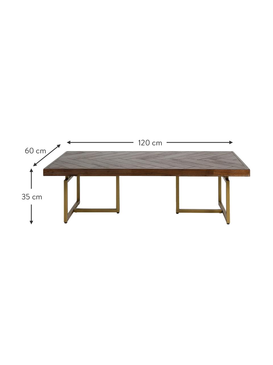 Mesa de centro Bruno, Tablero: tablero de fibras de dens, Patas: metal, Marrón, An 120 x F 60 cm