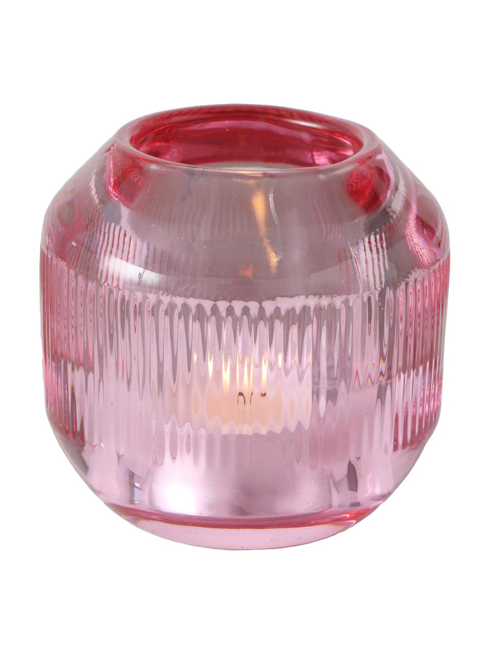 Teelichthalter-Set Scara, 3-tlg., Glas, Rosatöne, Ø 9 x H 9 cm