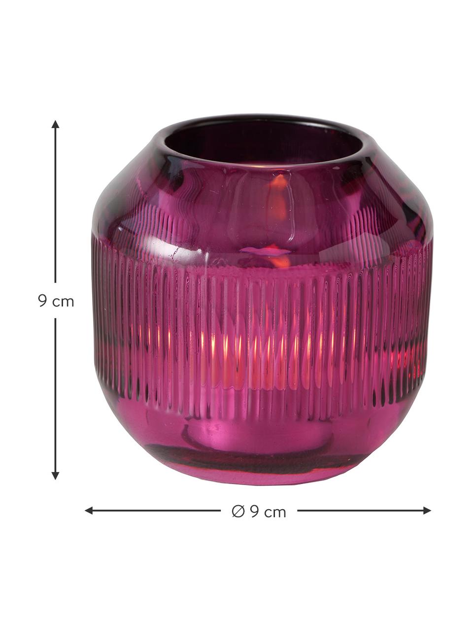 Komplet świeczników Scara, 3 elem., Szklanka, Odcienie różowego, Ø 9 x W 9 cm